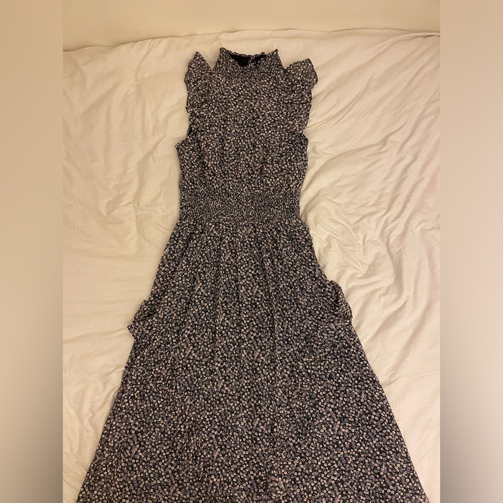 Lulu’s Floral Print Mock Neck Midi Dress, wedding guest, shower - Picture 2 of 4